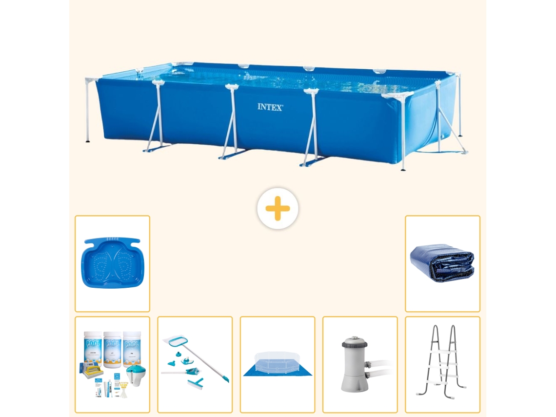 Intex Piscina Com Estrutura Retangular - 450x220x84 Cm - 8-peças S20080
