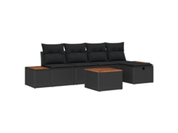 Conjunto 6 Conjunto De Sofá Modular Vidaxl Preto Vime Pe (55 X 55 X 37 Cm)