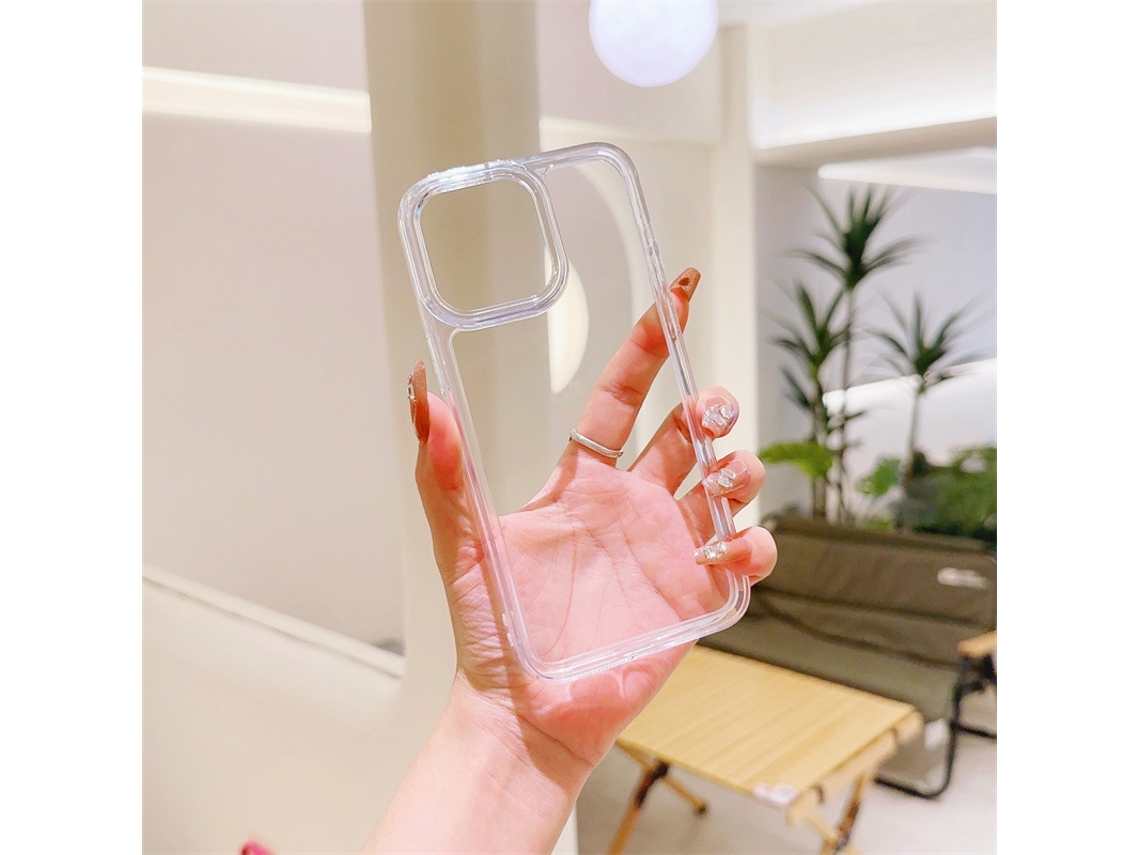 Capa Transparente Para Iphone 17 Pro Com Moldura Colorida Em Acrílico Transparente E Simples.
