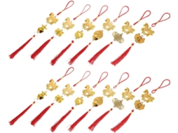 Conjunto 12 Elegantes Enfeites Suspensos Chinês 2026 Plástico Poliéster Ornamentos Refinados Ambientes GOKOCO