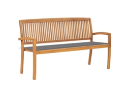 Vidaxl Banco De Jardim Empilhável C/ Almofadão 159 Cm Teca Maciça