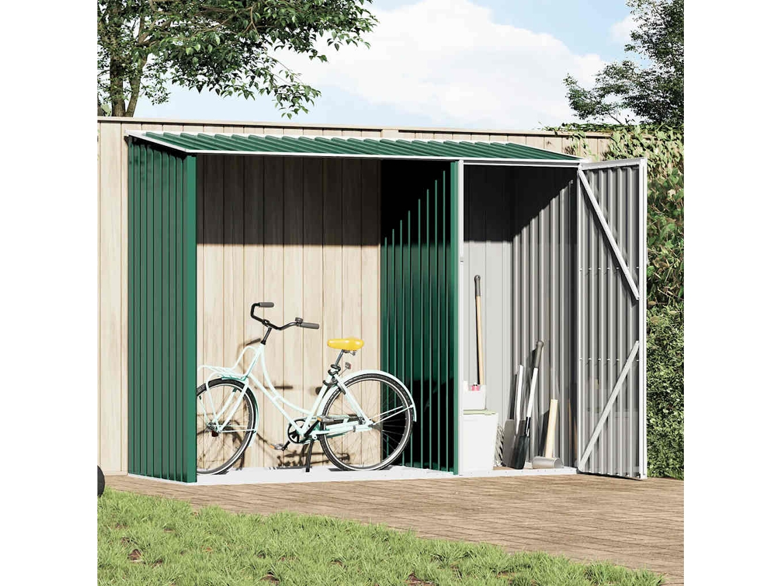 Vidaxl Abrigo De Lenha Para Jardim 245x98x159 Cm Aço Galvanizado Verde