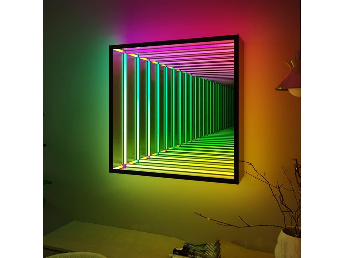 Luminária Noturna Led Com Ilusão 3d Efeito Espelho Lâmpada Sensorial