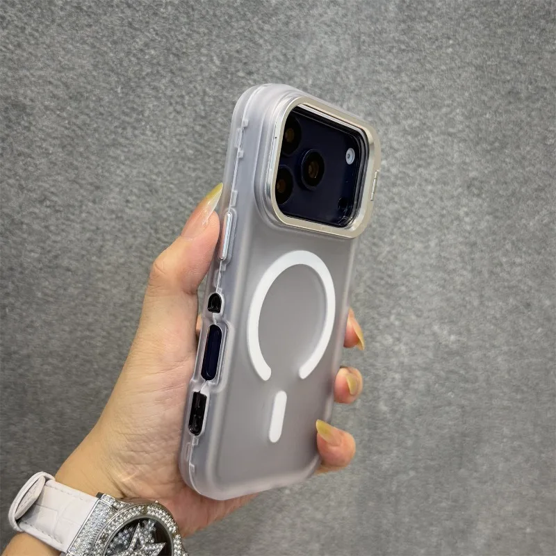Capa Magnética Para Celular Com Suporte Para Lente (iphone 16 Plus Preto), Acabamento Fosco, Resistente A Impactos.