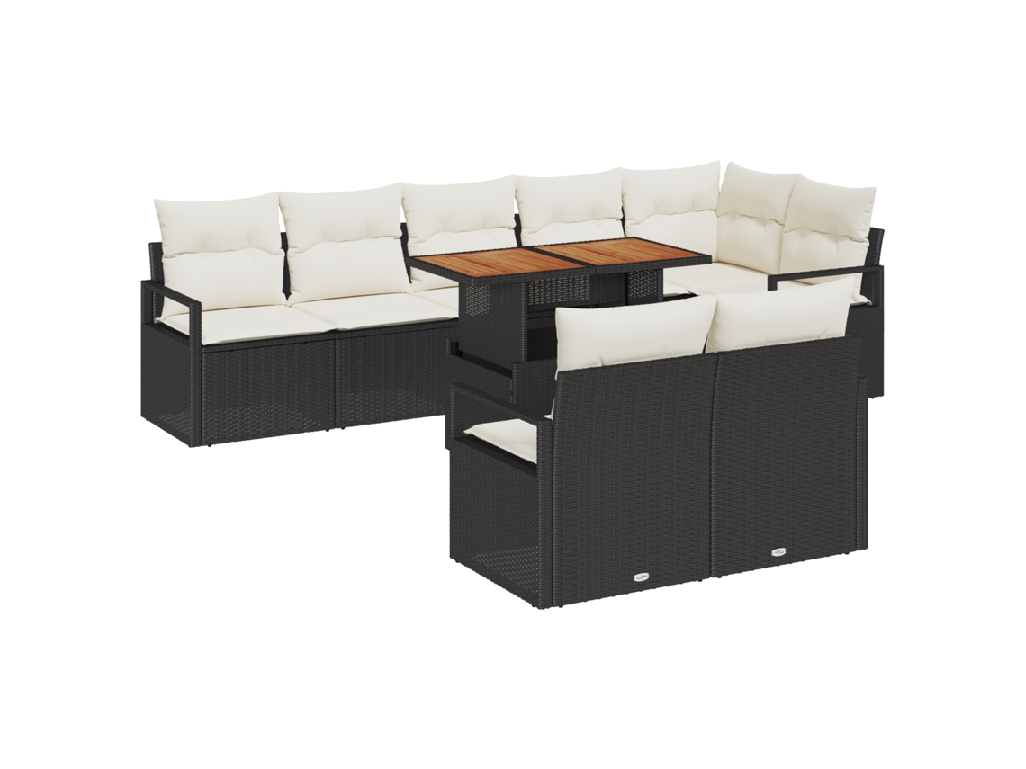 Conjunto 9 Conjunto De Sofá De Jardim Vidaxl Preto Vime Pe (100 X 55 X 73 Cm)