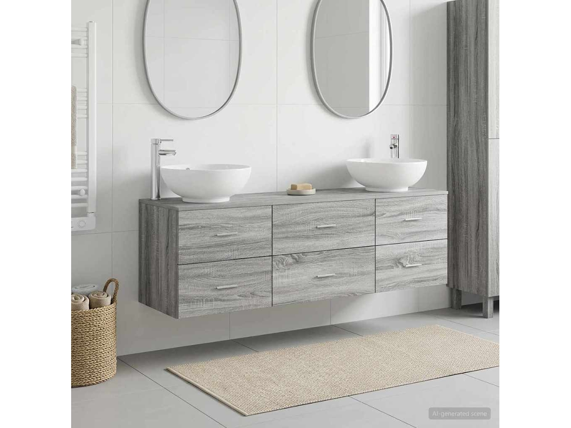 Vidaxl Conjunto De Móveis Para Banheiro 3 Unid. Sonoma Cinzento