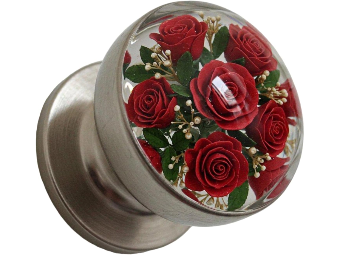 Puxador De Porta Em Formato Flor Transparente Com Cristais, Estilo Retrô Artístico, Redondo, Para Decoração Exclusiva De