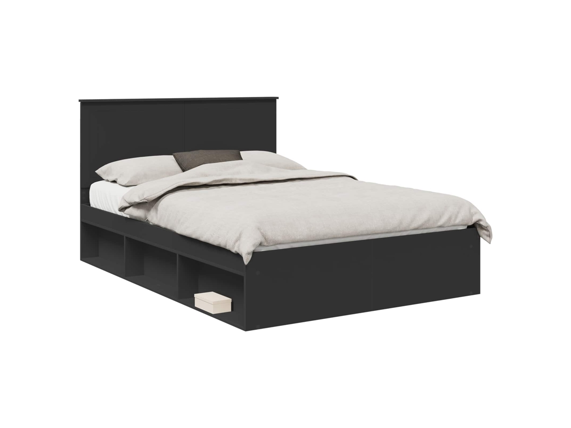 Estrutura da Cama Preto 140x200 cm Madeira de Pinheiro Sólida MAISON EXCLUSIVE