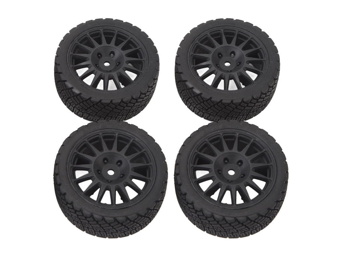 Ymsl 4 Peças De Pneu De Carro Rc 1/10 Com Roda De Plástico E Borracha Para Tamiya Tt01 Tt02 Xv01 Preto Hxl