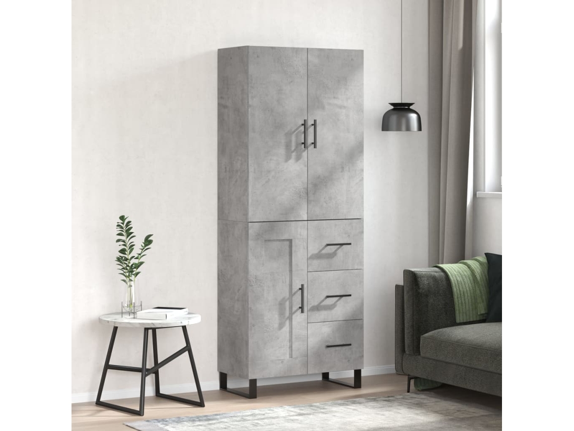 Vidaxl Armário Alto 69,5x34x180 Cm Derivados De Madeira Cinza Cimento
