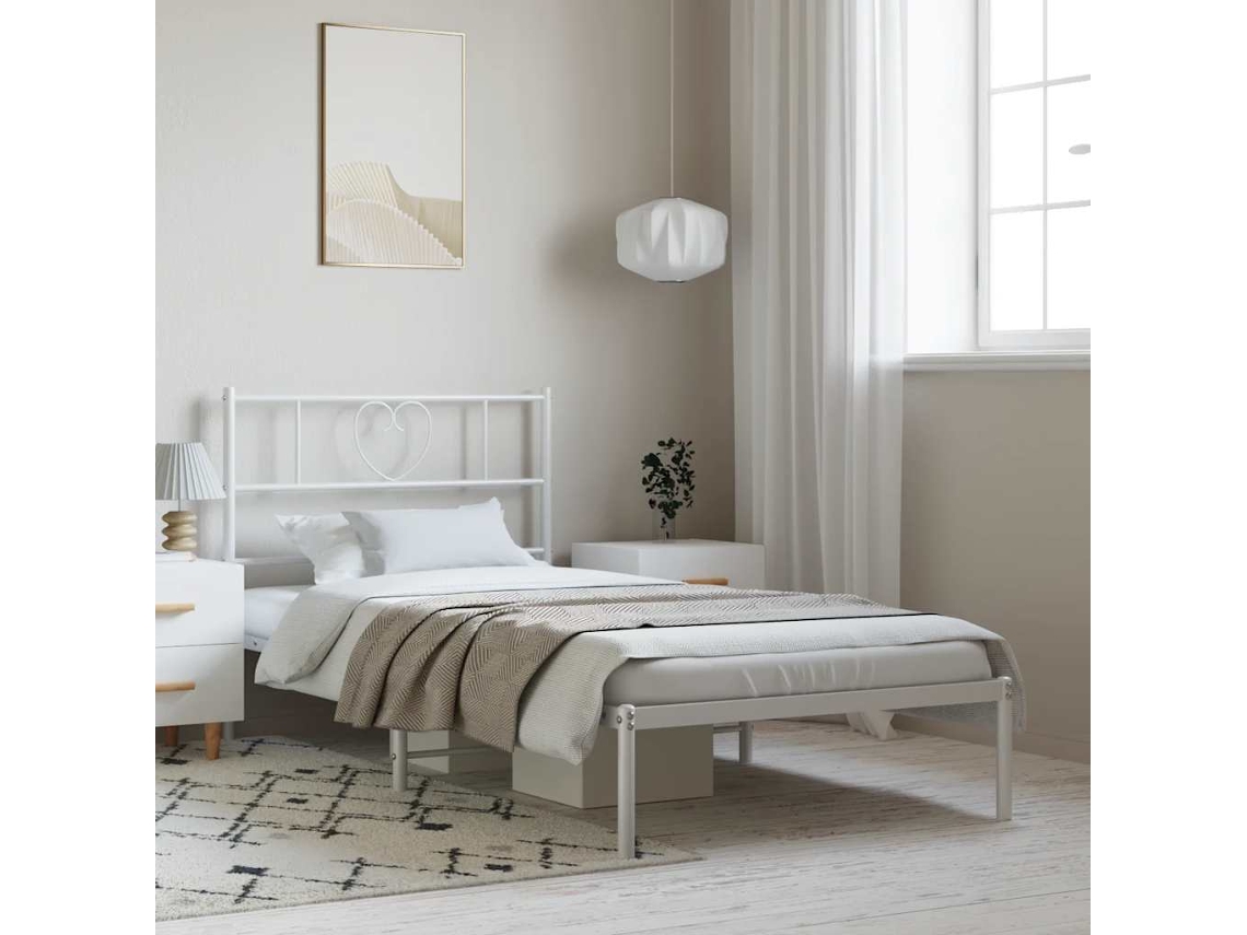Estrutura De Cama Com Cabeceira 100x200 Cm Metal Branco