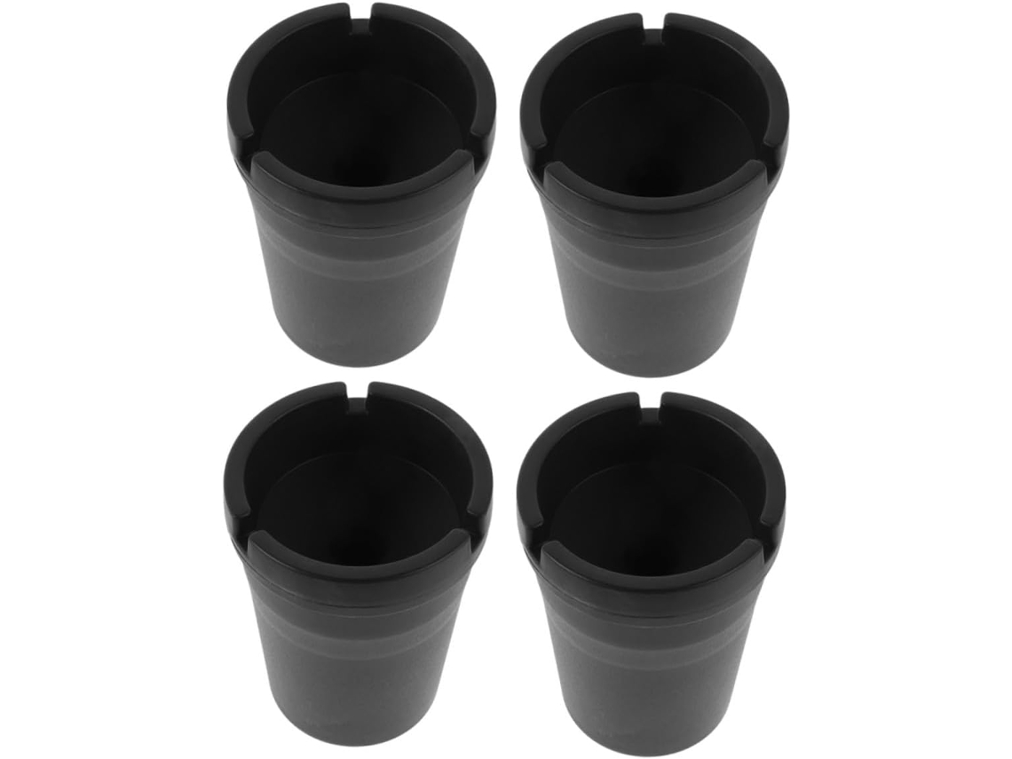 Cinzeiro Portátil Para Carro, Design Moderno, Plástico Preto, Conjunto De 4 Unidades, Estrutura À Prova De