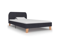 Vidaxl Estrutura De Cama Em Tecido 90x200 Cm Cinzento-escuro