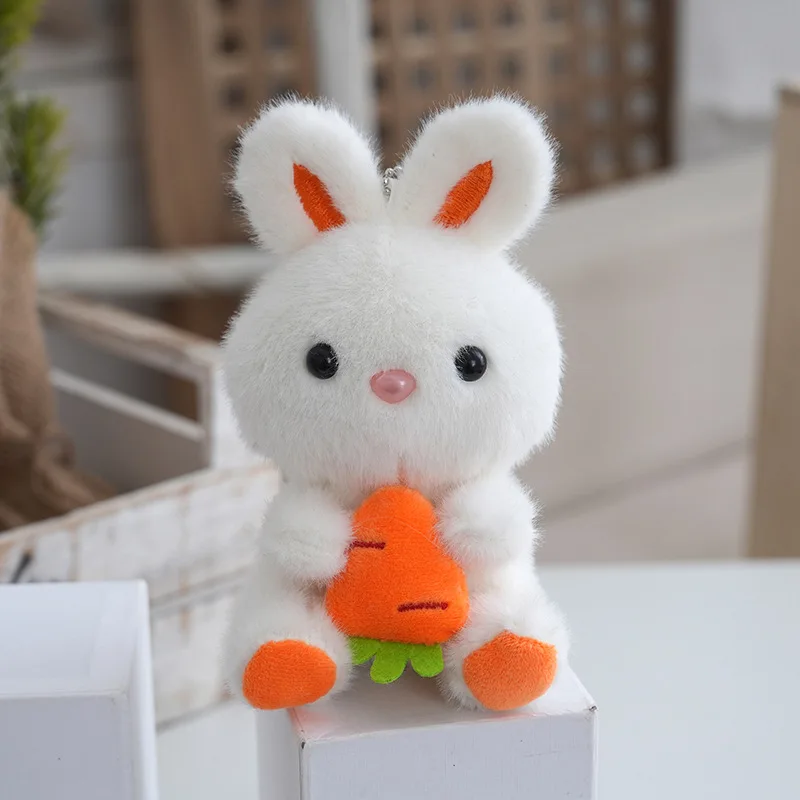 Chaveiro de Pelúcia de Coelho com Frutas, 15 Cm MDUG (branco)