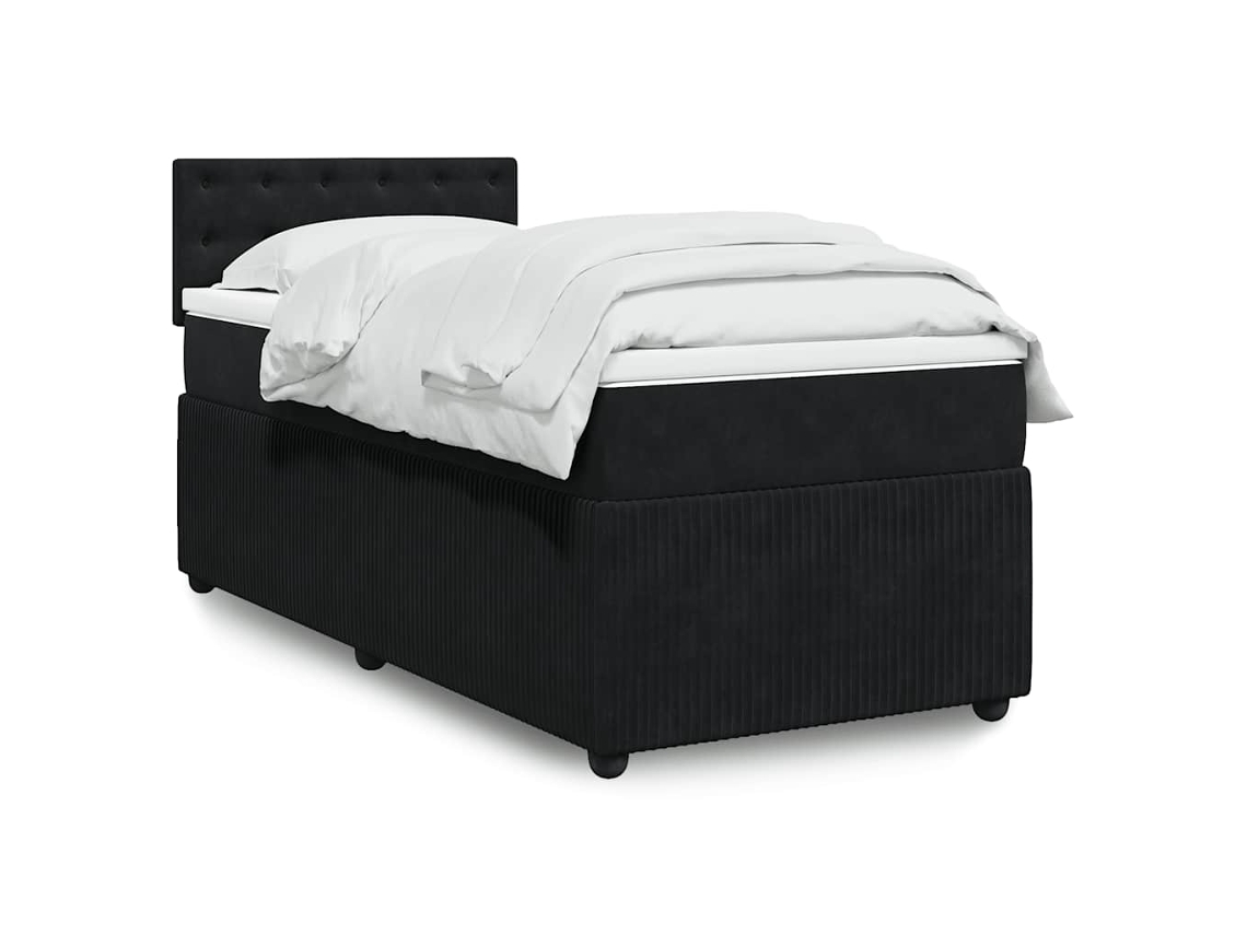 Cama com molas/colchão 80x200 cm veludo preto