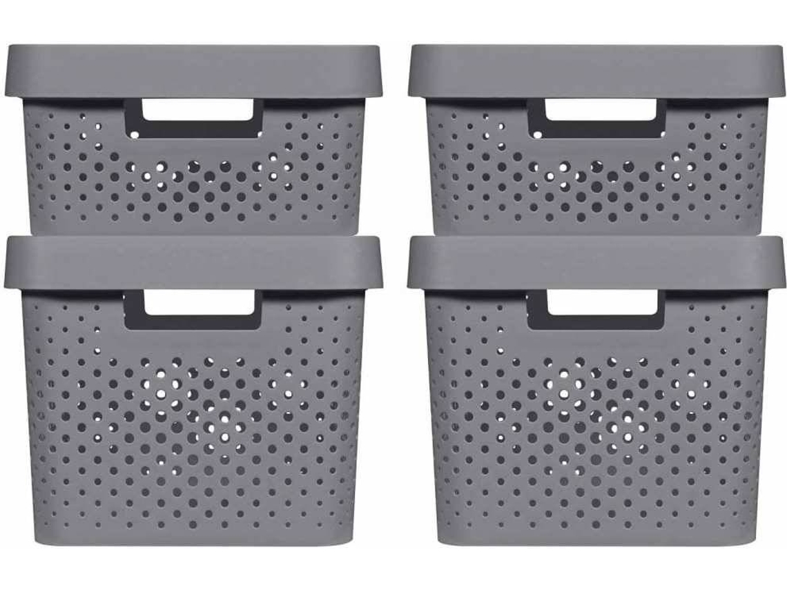 Curver Caixas de arrumação c/ tampa Infinity 4pcs 11L+17L antracite