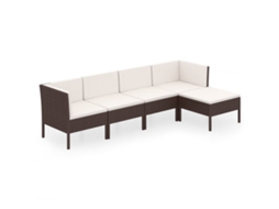 Maison Exclusive - 5 Pcs Conjunto Lounge Jardim C/ Almofadões Vime Pe Castanho