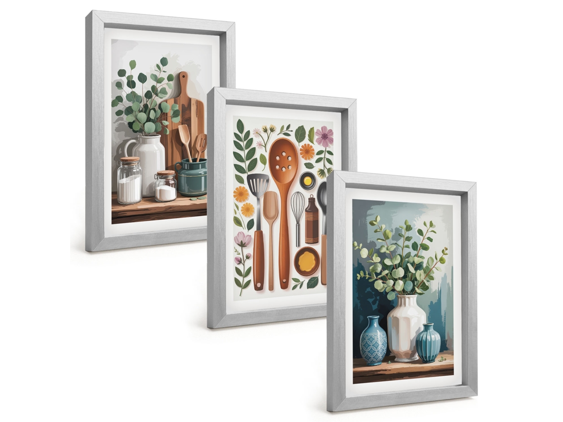 Composição De Quadros Acessórios De Plantas Para Cozinha Espelharte (3 Peças 20x30 Cm)