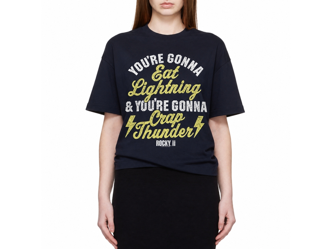 Rockinstone Rocky Movie Lightning And Thunder Navy Adult T-shirt Size:xxxl