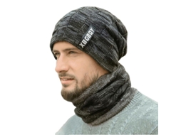Conjunto de gorro e cachecol de lã para inverno masculino 2026, gorro de esqui forrado com lã quente