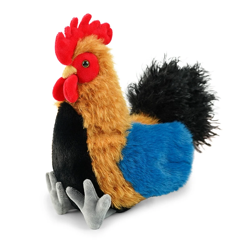(galo Azul, Aproximadamente 18-22 Cm) Galo Gordo Realista, Galinha, Frango De Ossos Pretos, Animal De Pelúcia Realista.