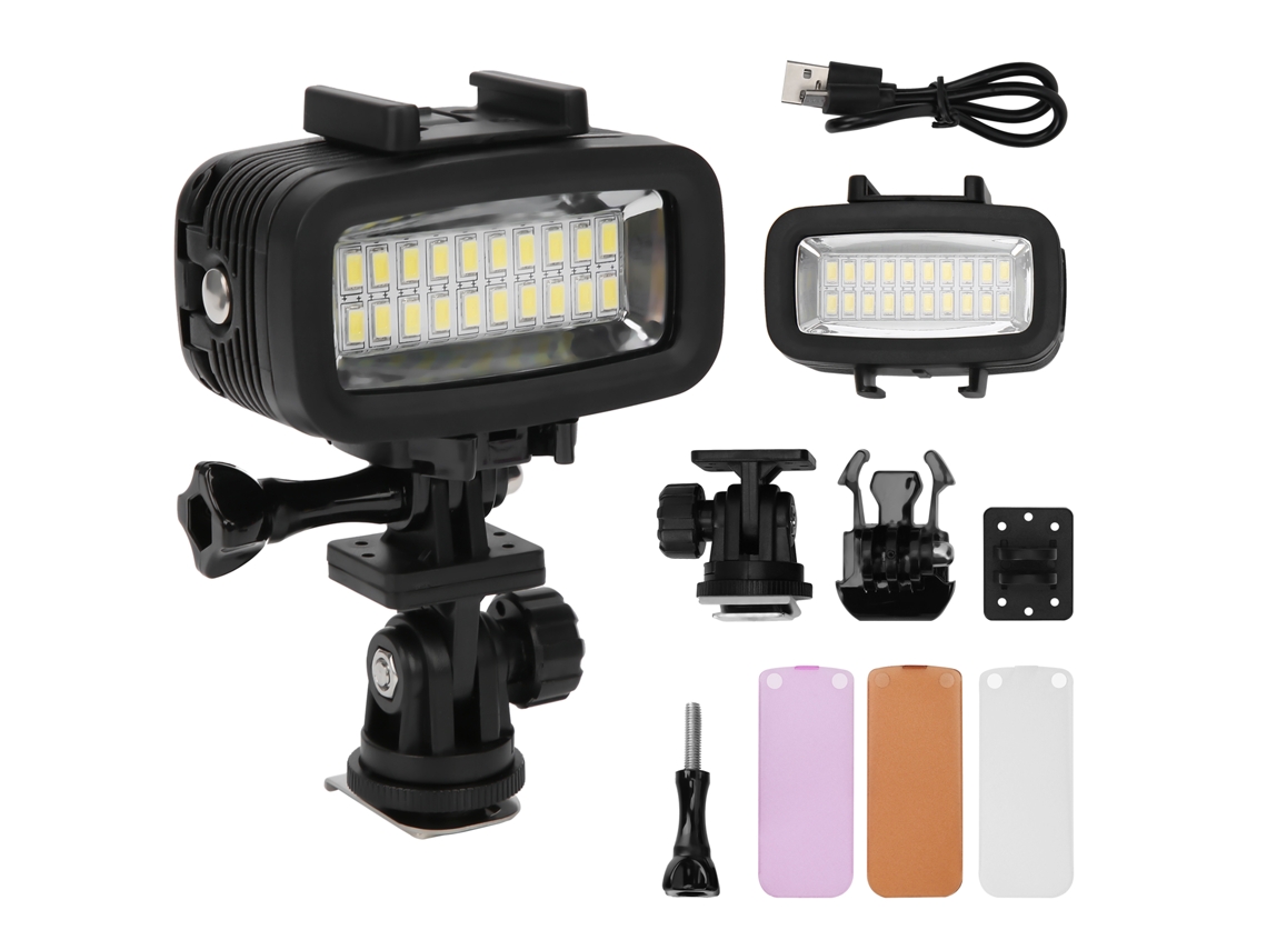Luz Led Submarina Para Fotografia E Vídeo 40m Impermeável Luz De Mergulho 5500k