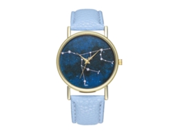 Reloj Unisex De Cuarzo Con Correa De Cuero Pu Y Dial De Patrón Universal (azul Claro)