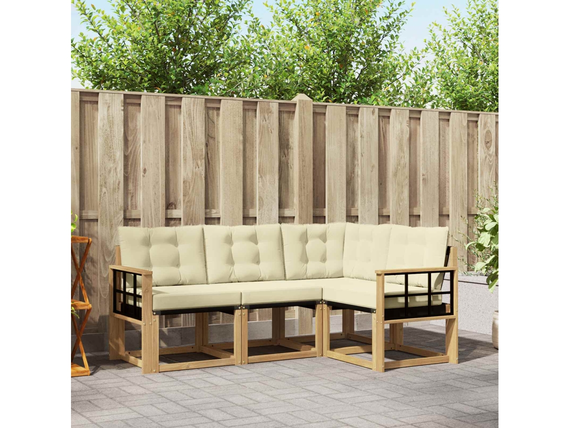 Vidaxl Conjunto De Sofás Para Exterior 4 Unid. Branco E Creme