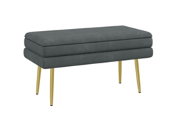 Cômoda Para Quarto Com 30 Litros, Estofada Em Veludo Com Pés De Aço, 79,5 X 37,5 X 43 Cm, Cinza Escuro.