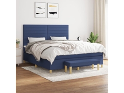 Vidaxl Cama Com Molas/colchão 160x200 Cm Tecido Azul