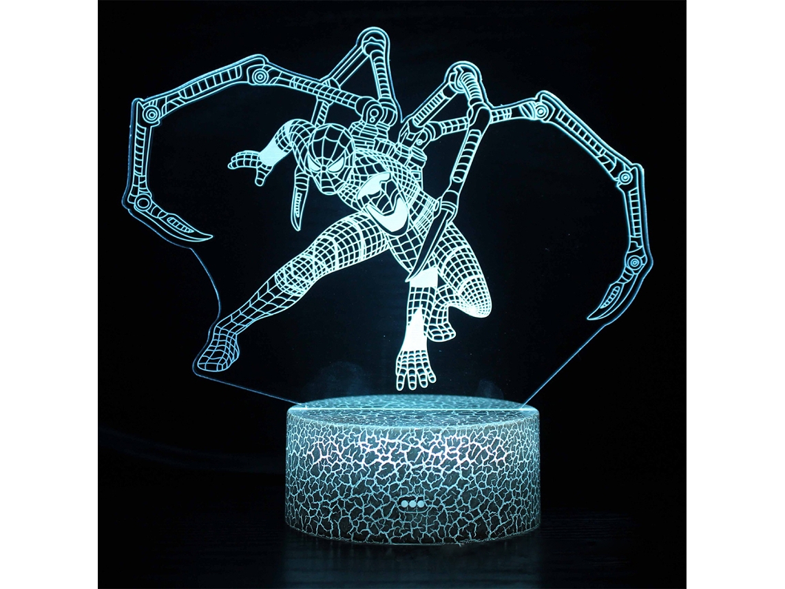 Lmpada Led 3d Do Homem Aranha Com Controle Por Toque E Alimentao Usb Aquaforge
