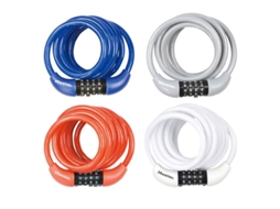 Conjunto de 4 fechaduras de cabos espiralados para bicicleta com combinação Masterlock 8 mm x 1,80 m