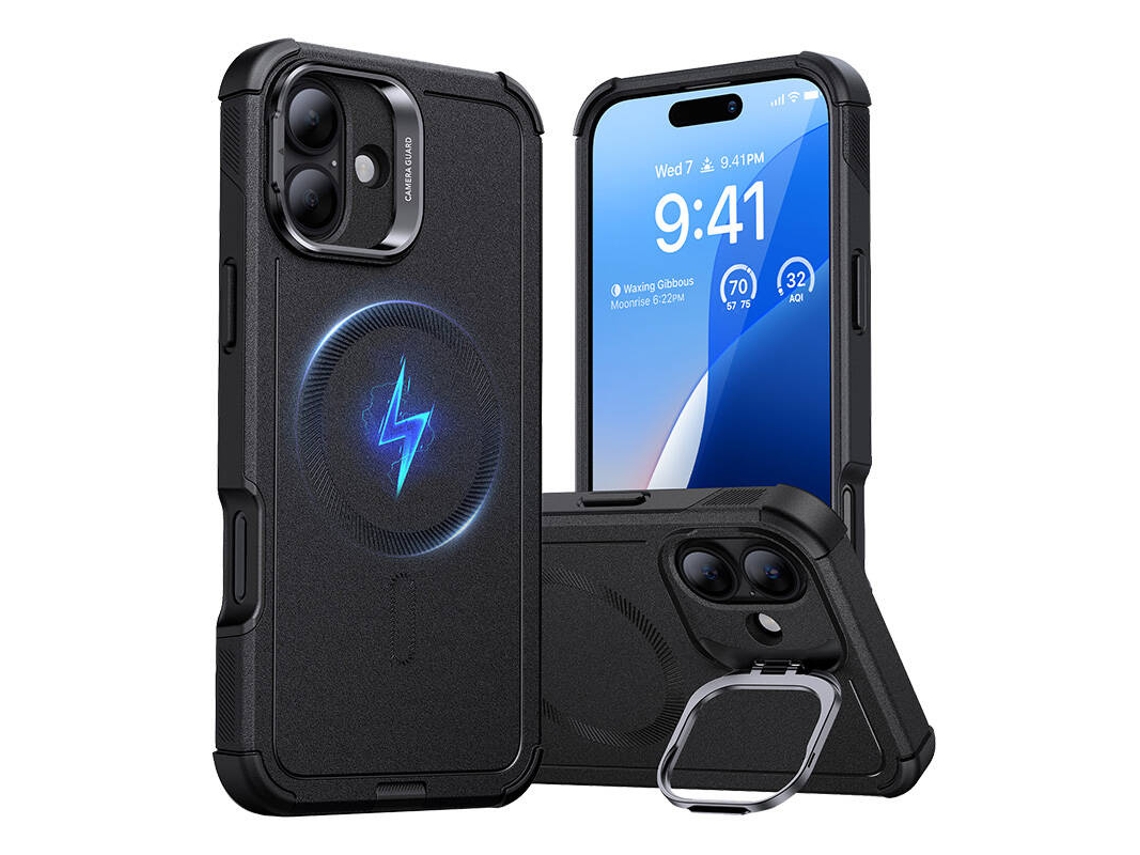 Capa Cyber ​​​​tough (halolock) Esr Com Suporte Para Iphone 16 Plus (preta)