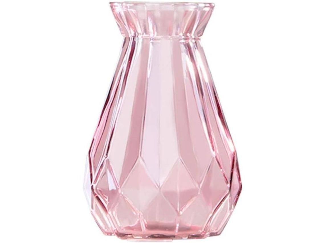 Vaso De Vidrio Rosa 14.5cm Alto Liso Para Decoración Hogar Boda Jardín Planta Pequeña