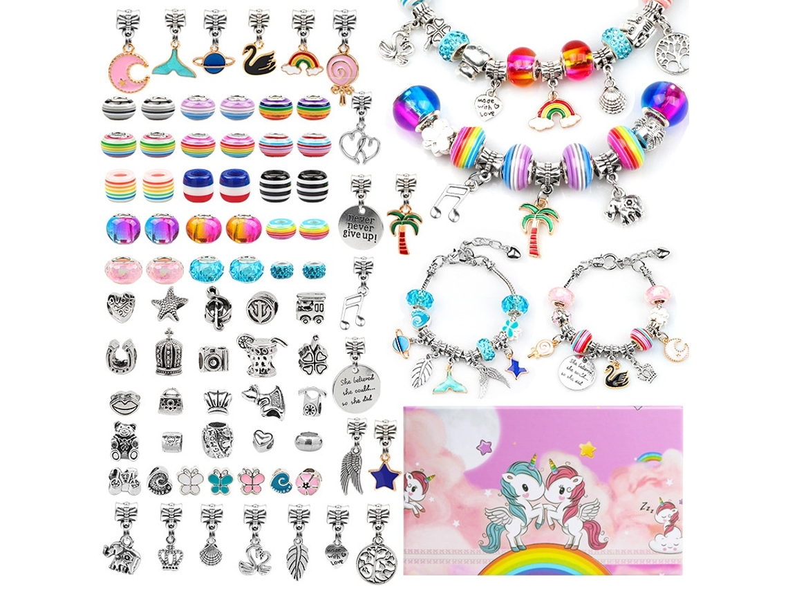 Kit Diy Para Criar Pulseiras Com Contas E Correntes, 82 Peças Elysve