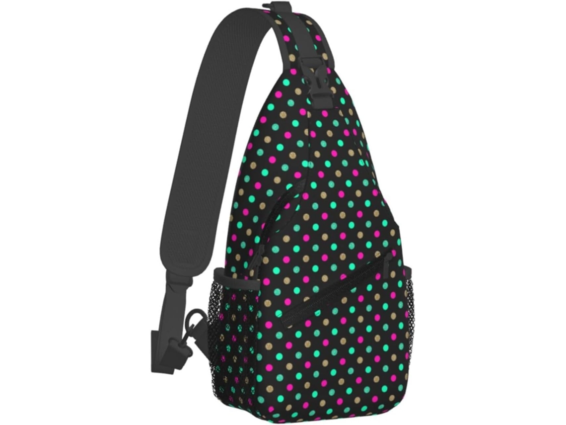 Bolsa de Ombro Unissex com Estampa Bolinhas Neon Ideal para Poliéster Conforto Compartimentos Zíper Viagens