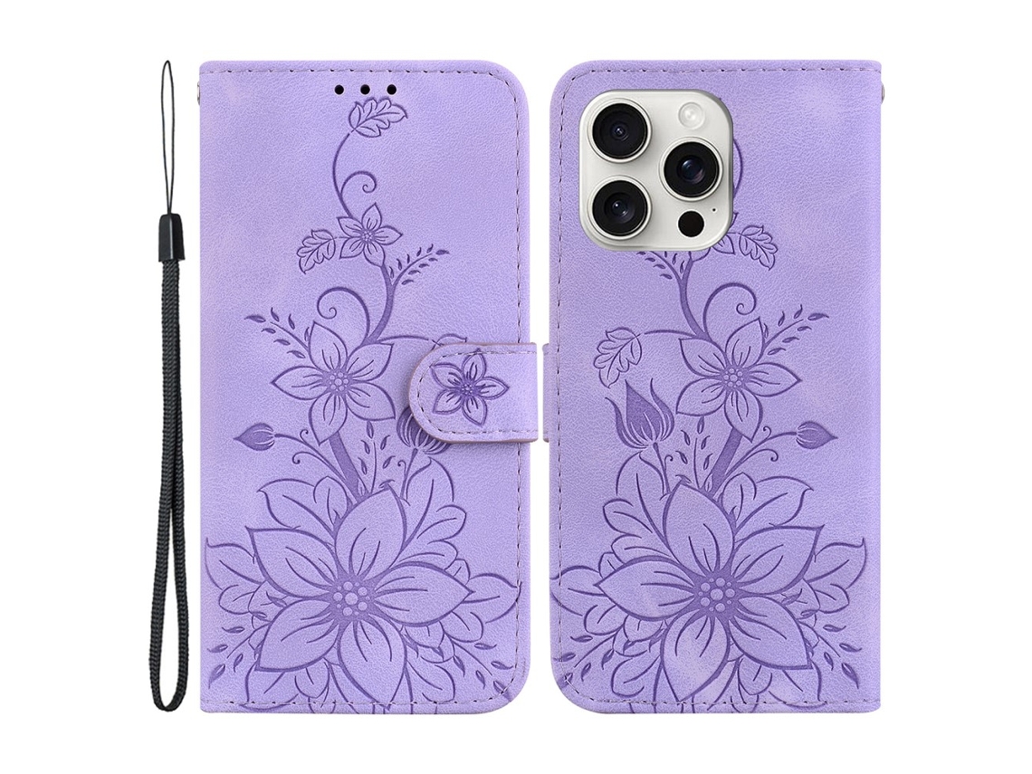 Capa Em Couro Pu, Para Iphone 16 Pro Max, Roxo