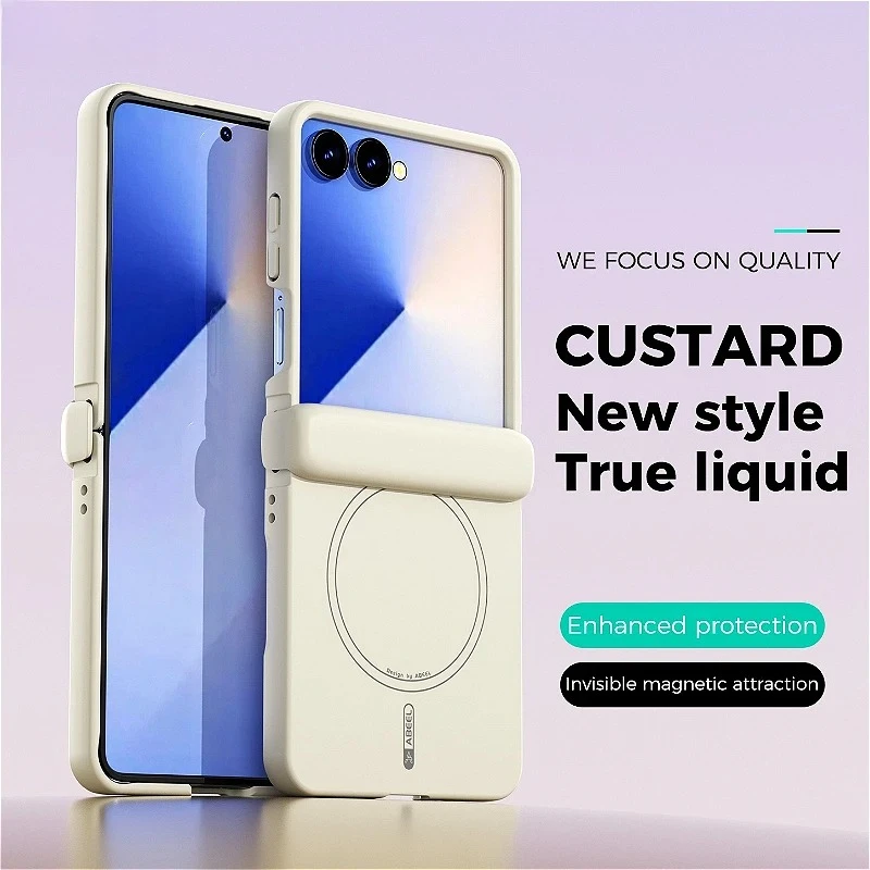 (bege, Galaxy Z Flip 7) Capa De Celular Em Silicone Líquido, Compatível Com Magsafe, Resistente A Impactos E Impressões Digitais.