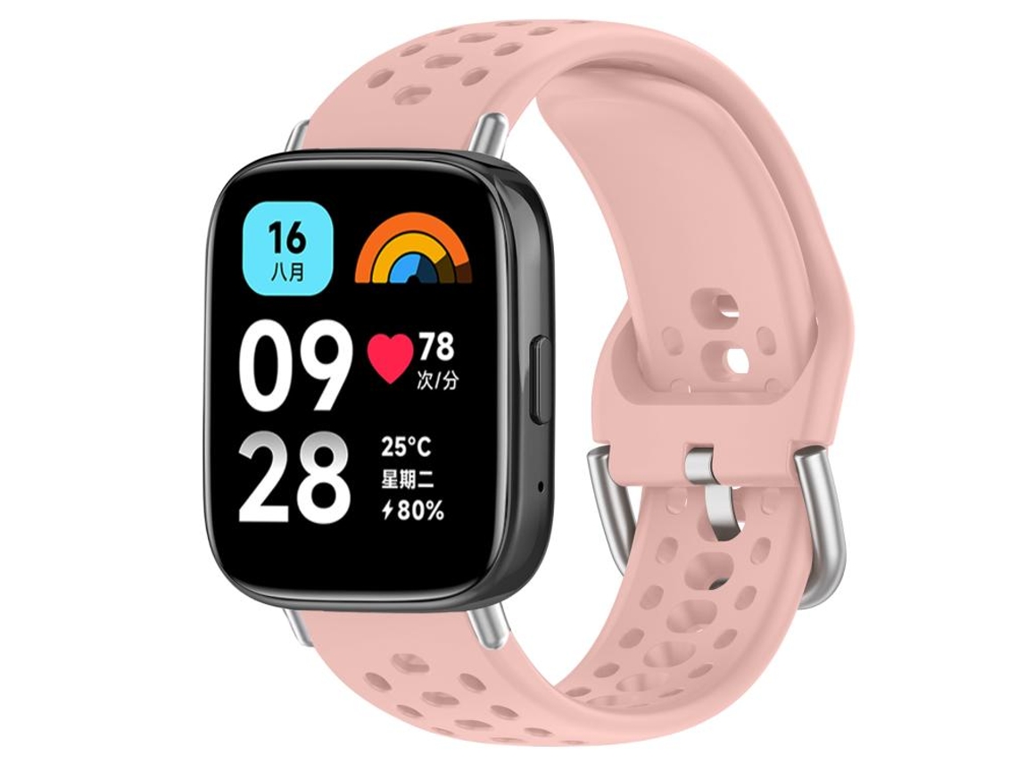 Bracelete para Redmi Watch 3 Active / Lite Silicone Esportivo Fivela Prateada Rosa XIAOMOYU