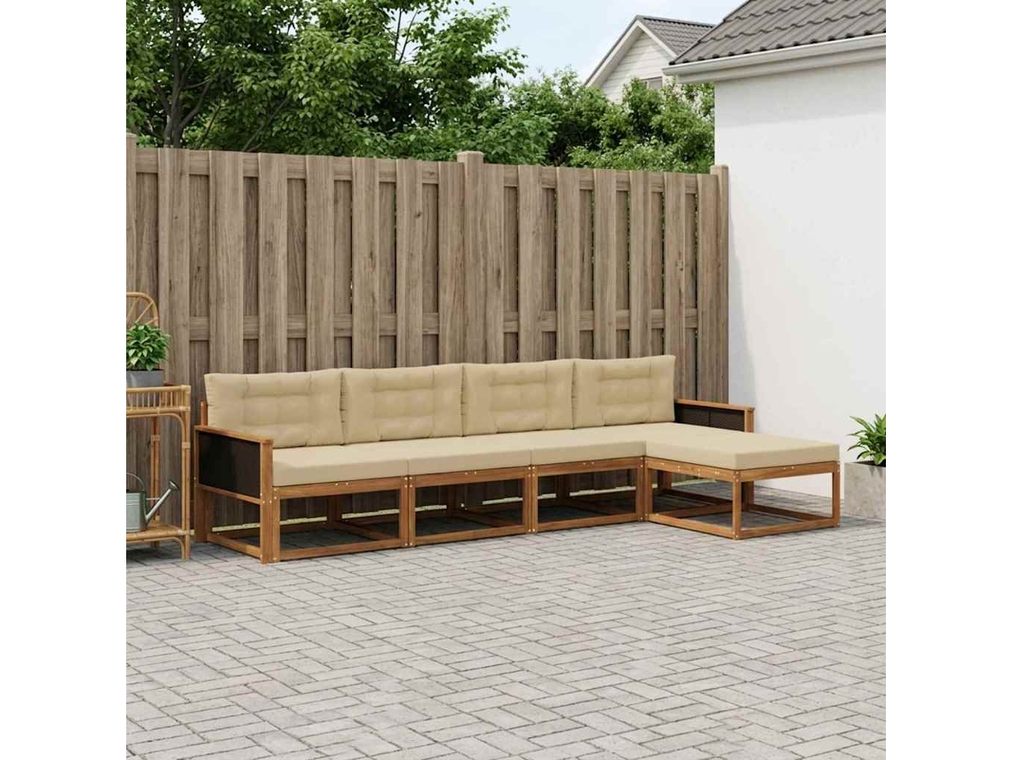 Vidaxl Conjunto De Sofás Para Exterior 5 Unid. Natural E Bege