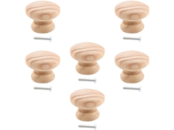 Puxadores De Guarda Roupa Com Parafusos Redondos 40mm, Madeira Maciça, Conjunto De 6 Peças, Estilo Nórdico