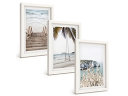 Composição De Quadros Escadas De Madeira Na Praia, Balanço Espelharte (3 Peças 20x30 Cm)