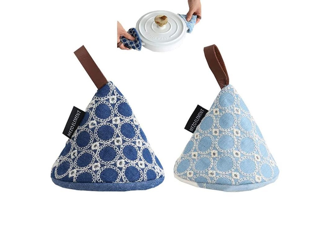 Protetores de panelas Rebe para mini panelas de cozinha, anti-escaldantes, azul claro e azul escuro, para cozinhar e assar