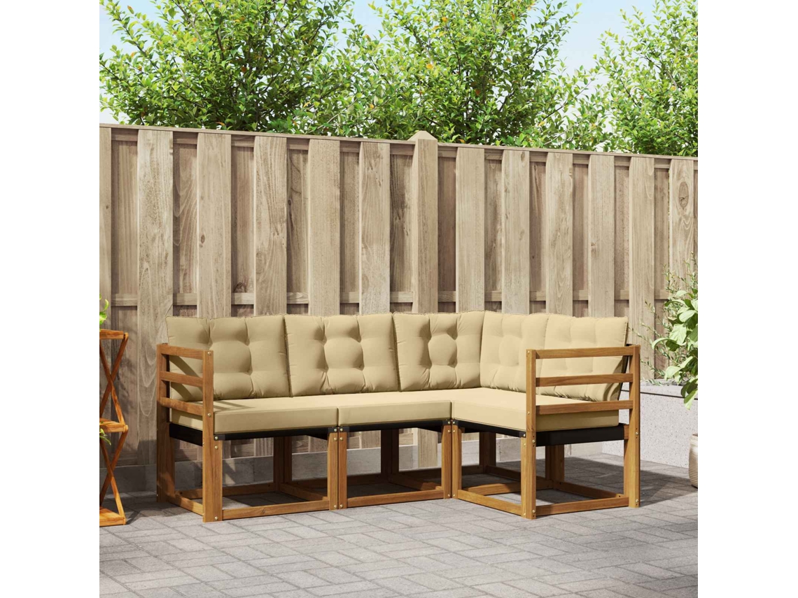 Vidaxl Conjunto De Sofás Para Exterior 4 Unid. Natural E Bege