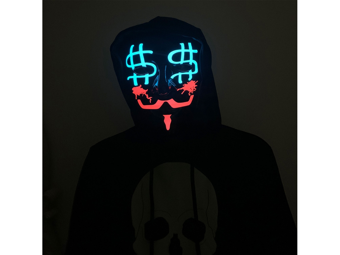 Máscara De Halloween Com Luz (design 3d Brilhante, Compatível Com 2 Pilhas Aa) Eoocoo