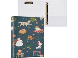 Pacote com 1 Pasta de 3 Argolas 3,8 Cm Capa Bolso, 1/2 Pastas para Escola, Dura, Festa Natal, Cães e Animais e