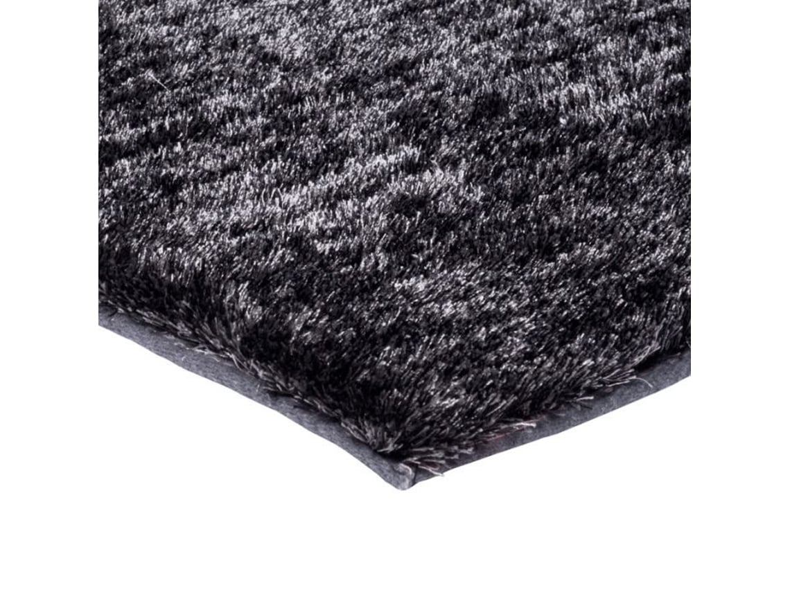 Tapete De Pelos Longos Efeito Sedoso Cinza Antracite 120x170