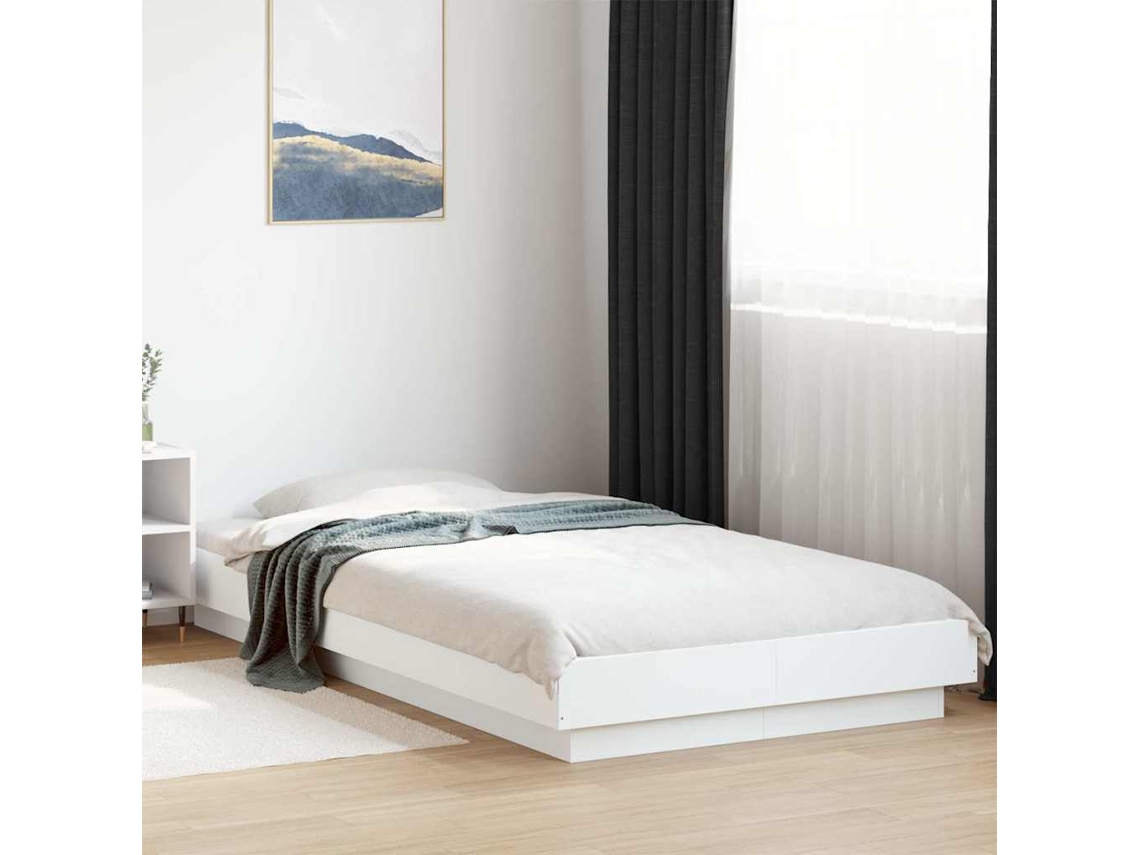 Vidaxl Estrutura Cama C/ Luzes Led 100x200 Cm Derivados Madeira Branco
