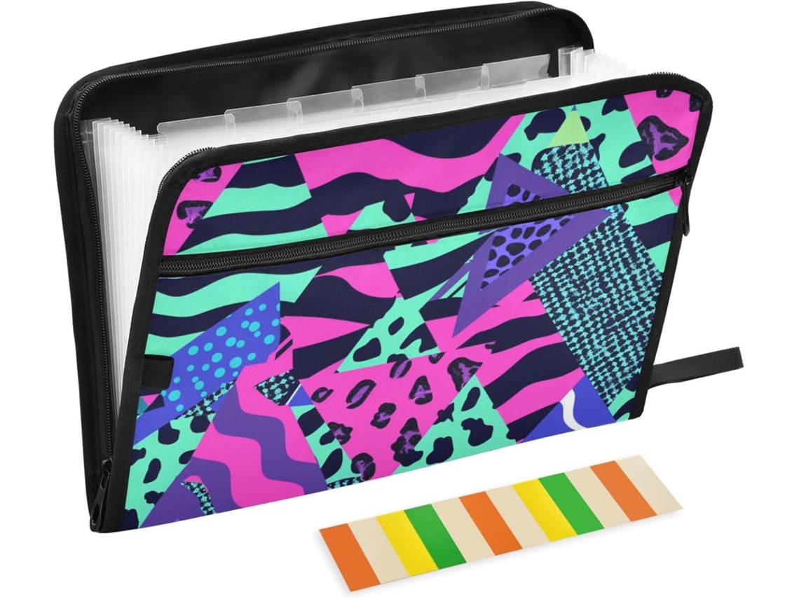 Pasta Organizadora de Plástico para Casa e Escritório, com Estampa Leopardo, Triângulos, Listras Bolinhas, 13