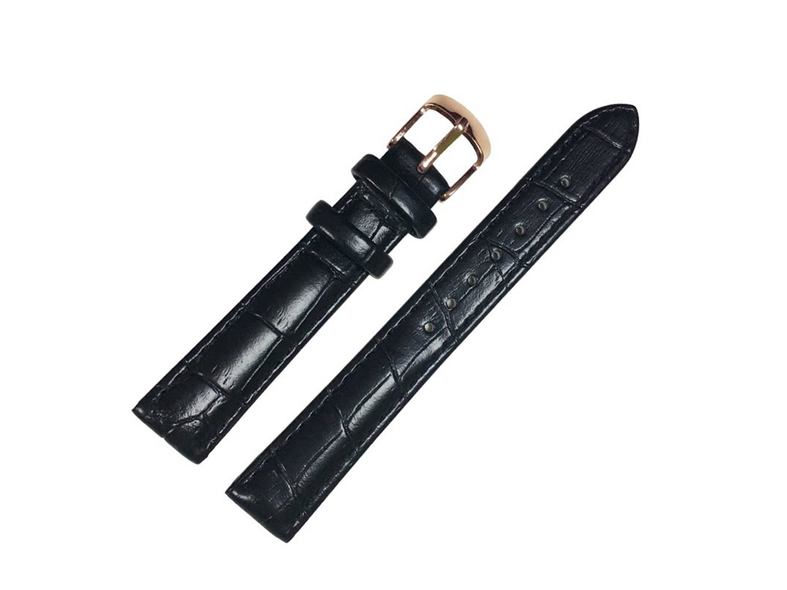 Correa De Reloj De Cuero Pu Luxury Para Mujer Con Hebilla De Acero Inoxidable 18mm Negra